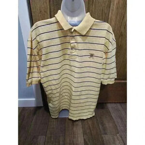 Tommy Hilfiger Golf Mens Polo Shirt Size Medium Short Sleeve Yellow Navy Blue